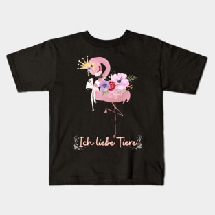 Flamingo Liebe Tiere Prinzessin Blumen Süß.png Kids T-Shirt